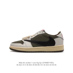 Jordan Air 1 Low OG SP Military Blue Reverse Swoosh Leather Sneakers