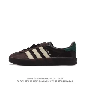 Adidas Originals Gazelle Indoor Retro Leather and Fabric Sneakers with Gum Sole