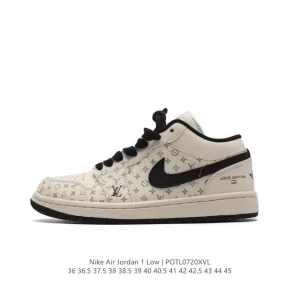 Travis Scott Louis Vuitton Nike Air Jordan 1 Low OG SP Damier Azur Brown Monogram
