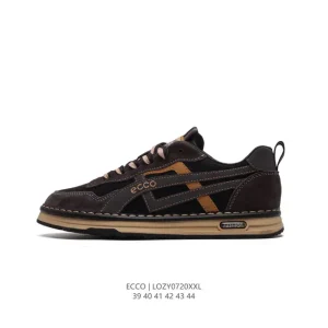 ECCO Men's Casual Leather Sneakers with Thick Sole