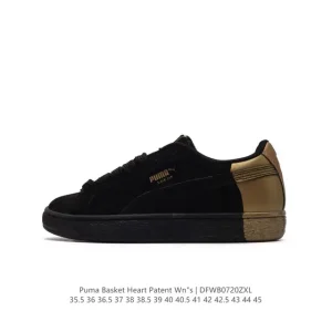 Puma Basket Heart Patent Leather Platform Sneakers for Men and Women