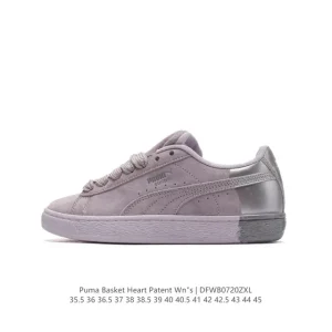 PUMA Basket Heart Patent Leather Unisex Platform Sneakers