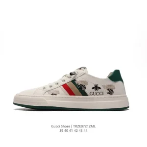 Gucci Ace Bee Platform Sneakers Embroidered White Leather Men's Shoes 2024