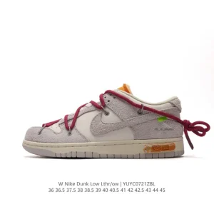 Nike Dunk Low Leather Ow Deconstructed Skateboarding Shoes with Dual Laces