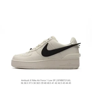 Nike Air Force 1 Low Ambush Collaboration Black Leather Sneakers