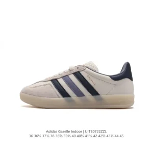 Adidas Originals Gazelle Indoor Retro Leather & Fabric Sneakers with Gum Sole