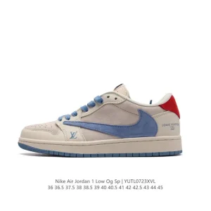 Jordan Air 1 Low OG SP Military Blue Reverse Swoosh LV Collab Retro Basketball Shoe