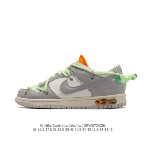 Nike Dunk Low Leather Off White Deconstruction Skate Shoes Dual Laces