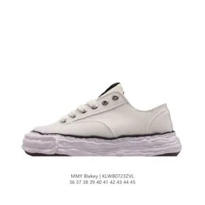 Mmy Blakey Distressed Canvas Low Top Sneakers by Mihara Yasuhiro