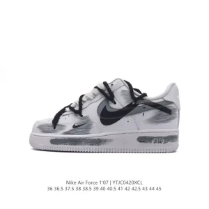 Nike Air Force 1 07 Low Black White Grey Bandage Thick Sole Sneaker