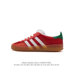 Adidas Originals Gazelle Indoor Retro Leather and Fabric Sneakers with Gum Sole