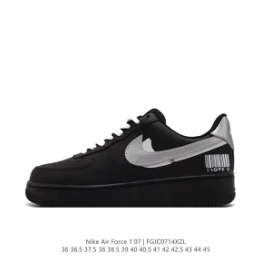 Nike Air Force 1 07 Low Double Swoosh Thick Sole Sneakers