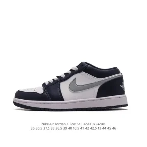 Air Jordan 1 Low Retro Classic Leather Sneakers with Air Cushion