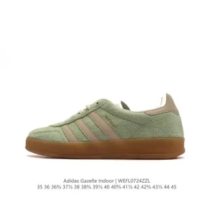 Adidas Originals Gazelle Indoor Retro Leather Sneakers with Gum Sole
