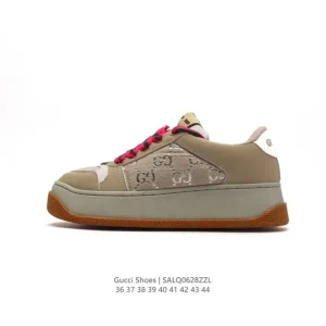 Gucci Rhyton Platform White Leather Vintage Style Sneakers 2024 New