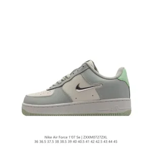 Nike Air Force 1 '07 Low White Leather Casual Sneakers with Air Cushion