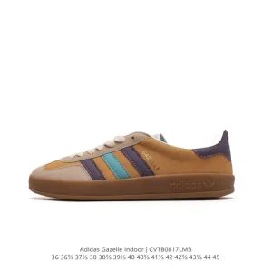 Adidas Originals Gazelle Indoor Retro Leather Sneakers with Gum Sole