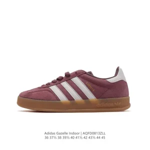 Adidas Originals Gazelle Indoor Retro Leather Sneakers with Gum Sole