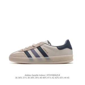 Adidas Originals Gazelle Indoor Retro Leather Sneakers with Gum Sole