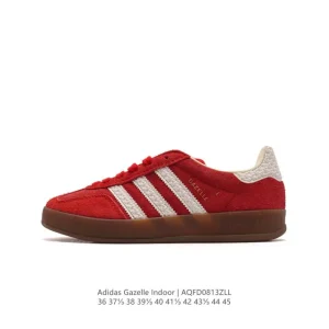 Adidas Originals Gazelle Indoor Retro Leather Sneakers Classic Three Stripes Gum Sole
