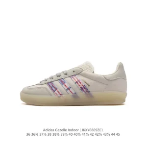 Adidas Originals Gazelle Indoor Retro Sneakers with Gum Sole and Tri-Color Stripes