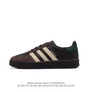 Adidas Originals Gazelle Indoor Retro Leather Sneakers with Gum Sole