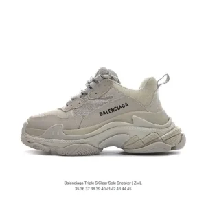 Balenciaga Triple S Clear Sole Brown Black Logo Sneakers
