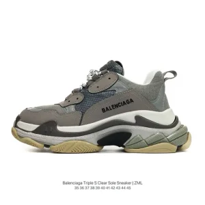 Balenciaga Triple S Clear Sole Sneaker Brown Black Logo Replica