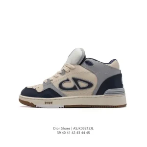 Dior Men's and Women's Low-Top Vintage Sneakers with Thick Sole
