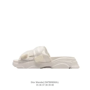Dior D-Wander Camouflage Nylon Slide Sandals White Summer Fashion