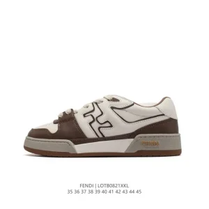 Fendi Men's and Women's Vintage Leather Platform Sneakers 2024 New Year Collection