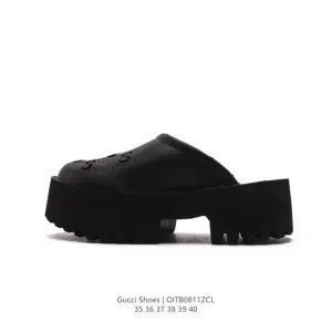Gucci GG Canvas Slippers 2024 Summer Fashion Thick Sole Sandals