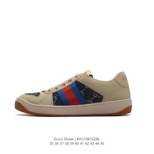 Gucci Screener Old Vintage Leather Platform Sneakers with GG Logo