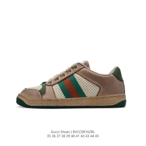 Gucci Screener Old Vintage Leather Retro Sneakers with Thick Sole