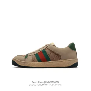 Gucci Screener Vintage Distressed Platform Sneakers Unisex Retro Shoes