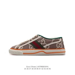 Gucci Astb0803Xvl Vintage Full Print Sneakers with Gum Sole