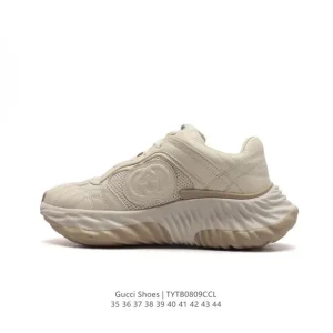 Gucci Rhyton Platform Leather Sneakers in White with GG Logo