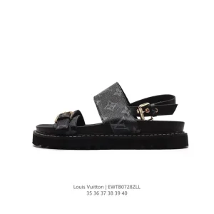 Louis Vuitton Large Logo Print Thick Sole Elevated Casual Sandals for Women