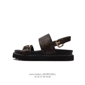 Louis Vuitton LV Logo Print Chunky Heel Sandals for Women