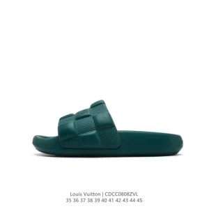 Louis Vuitton Waterfront Monogram Leather Slides with Comfortable Insole