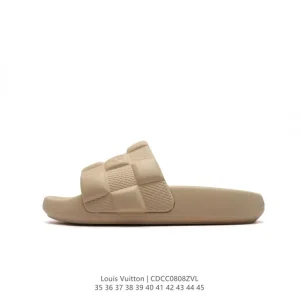 Louis Vuitton Waterfront Monogram Leather Slide Sandals
