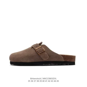 Birkenstock Boston VL Suede Leather Clog with Cork Footbed and Metal Buckle