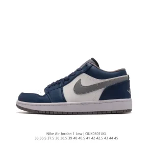Air Jordan 1 Low Classic Leather Sneakers with Air Cushioning