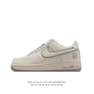 Nike Air Force 1 '07 Low White Leather Casual Sneakers with Air Cushion