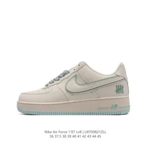 Nike Air Force 1 '07 Low White Leather Casual Sneakers with Air Cushion