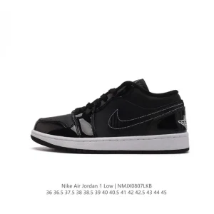 Jordan AJ1 Low Retro Leather Casual Sneakers with Air Cushioning