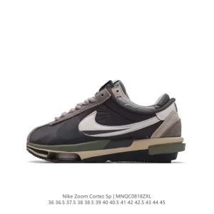 sacai x Nike Air Zoom Cortez SP 4.0 Grey White Anniversary Low-Top Sneakers