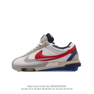 SACAI x Nike Air Zoom Cortez SP 4.0 Grey White Chunky Sole Sneakers