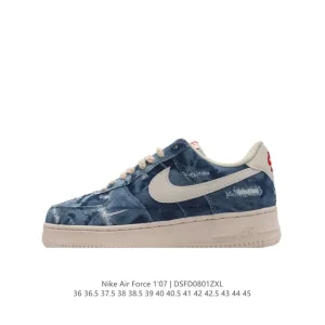 Nike Air Force 1 '07 Low White Leather Casual Sneakers with Air Cushioning
