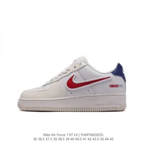 Nike Air Force 1 '07 Low White Leather Casual Sneakers with Air Cushion